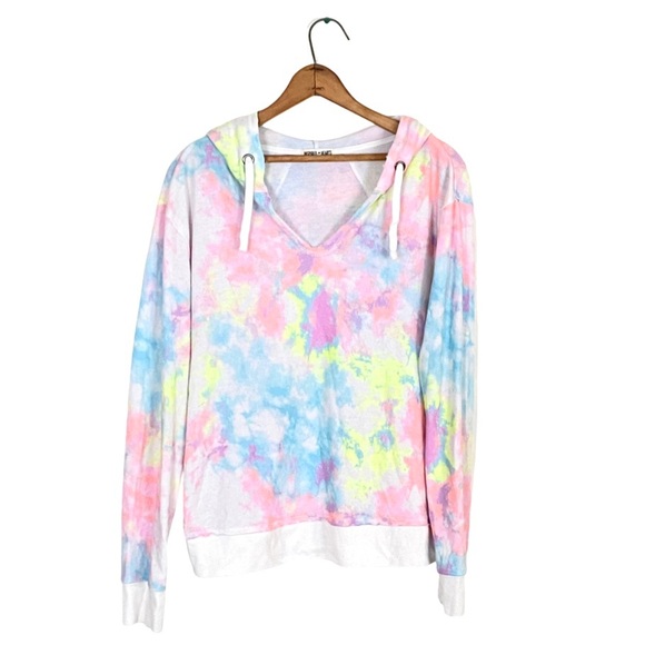Inspired Hearts Tie Dye Pullover Hoodie Super Soft Cotton Candy Top Juniors L - Picture 2 of 16